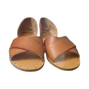 Cynthia Rowley Fiona Brown Crisscross Studded Flat Sandals Womens 7.5 M